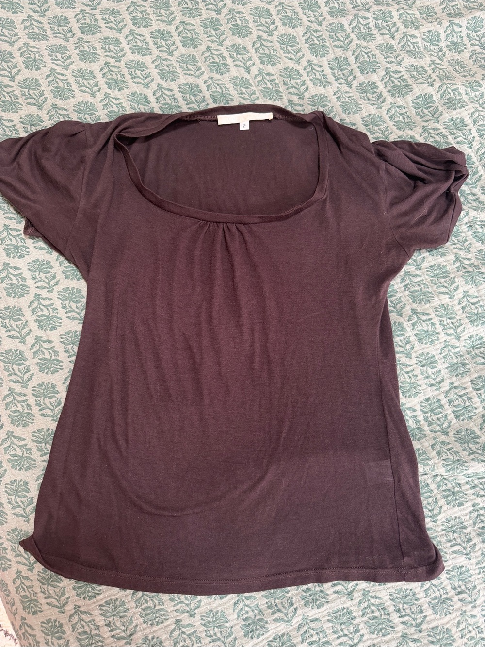 Erica Tanov size 2 Women's Scoop Neck Short Sleeve Top - Black